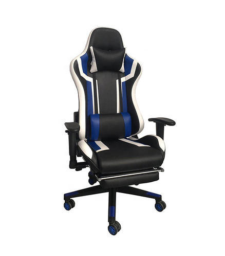 Chaise de bureau pivotante de jeu ergonomique avec repose-pieds repose-tête et support lombaire HJ017